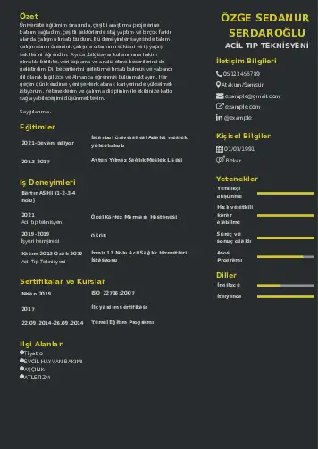 Acil Tıp Teknisyeni CV Örnekleri cv indir